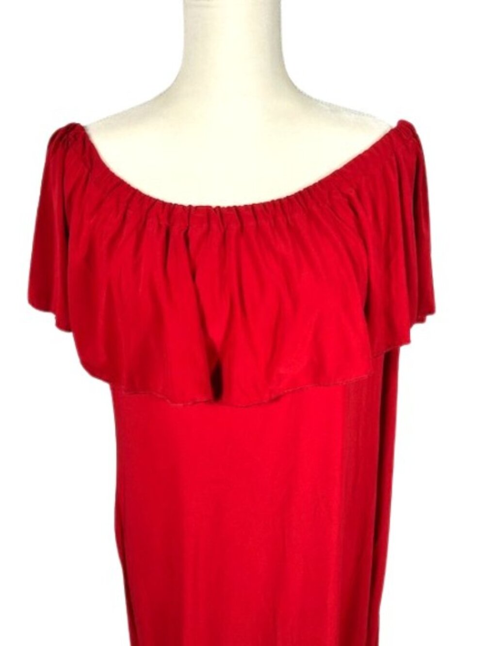 LuLaRoe Cici Dress 2XL Ruffles Travel Cruise‎ Party Flounce Solid Red Mermaid